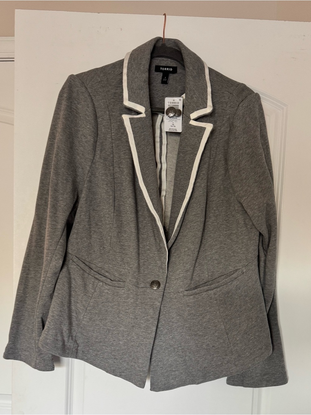 torrid Grey Peplum Blazer with White Trim - Picture 5 of 10